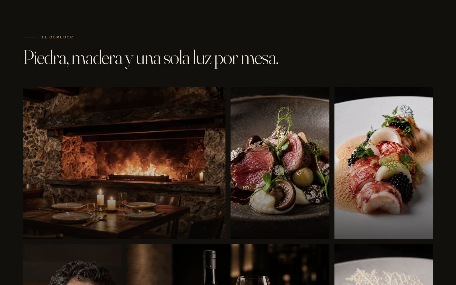 Galería del comedor de La Taberna en una retícula de fotografías